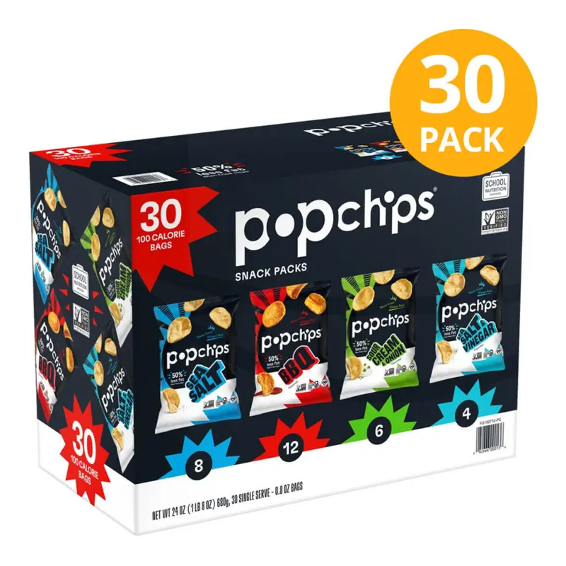 Popchips Variety Pack Chips, 0.8 oz., 30 pk.