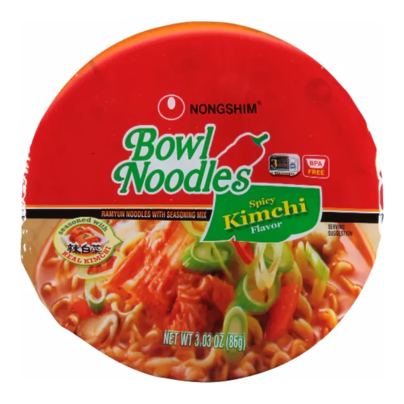 Nongshim Bowl - Spicy Kimchi Ramen Noodle Soup Bowl 3.03 oz., 18 ct.