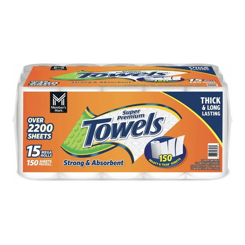Super Premium Paper Towels, 15 Mega Rolls, 150 Sheets