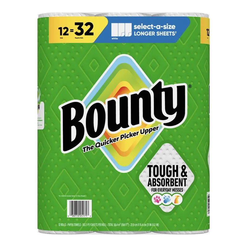 Bounty Select-a-Size Paper Towels, White, 12 Rolls, 110 Sheets