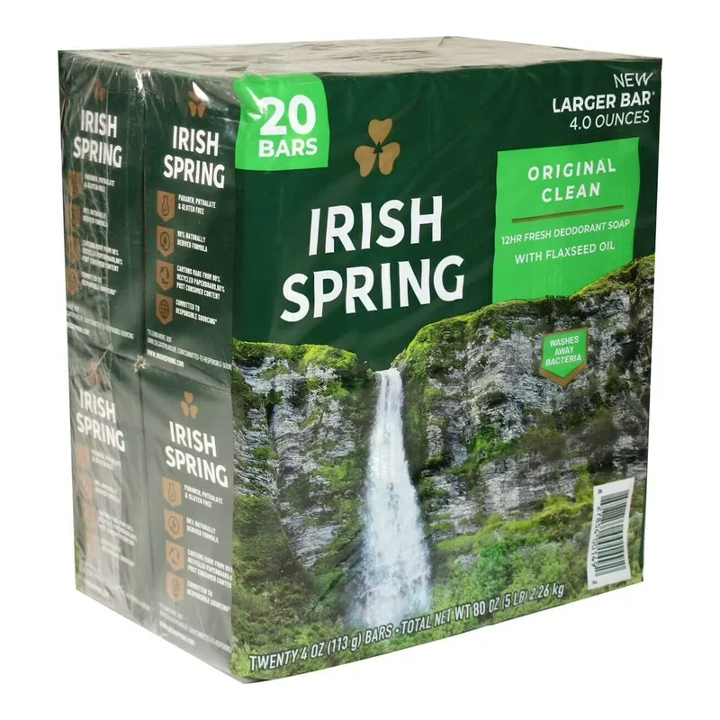 Irish Spring Bar Soap, Original Clean, 4 oz., 20 ct.